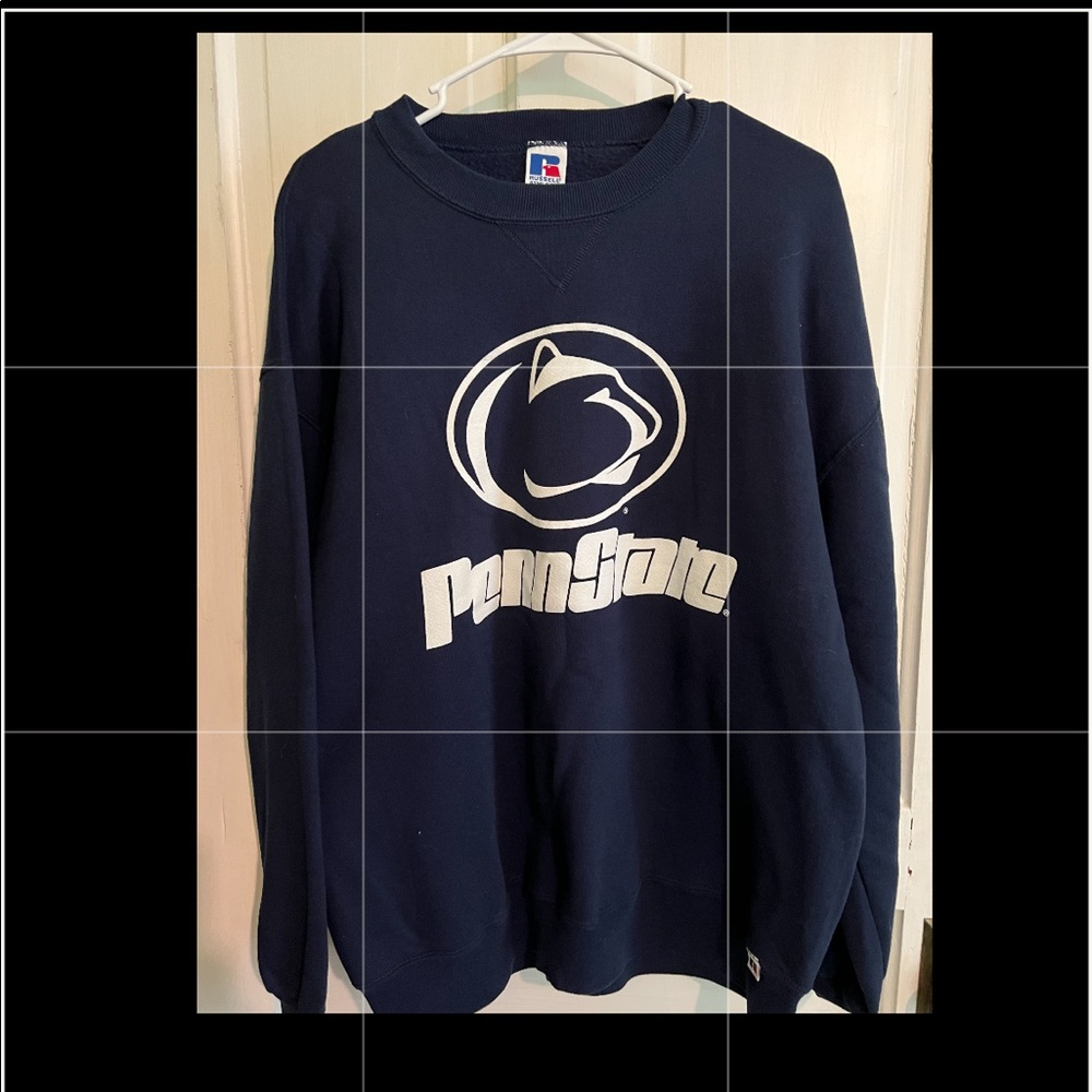 Penn State Russel Athletic Mens X Large Spell Out Logo Long Sleeve Sweater Blue